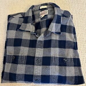 J. Crew Navy and Grey Mid Weight Flannel